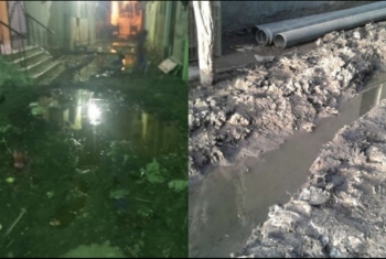  الصرف الصحي يغرق شوارع قرية بديرب نجم