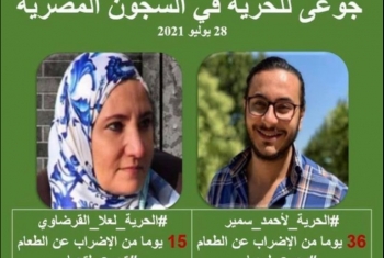  استمرار إضراب السيدة علا القرضاوي والباحث أحمد سمير عن الطعام