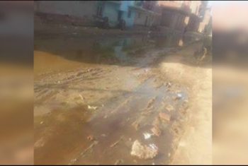  بالصور.. مياه الصرف تحاصر سكان قرية 