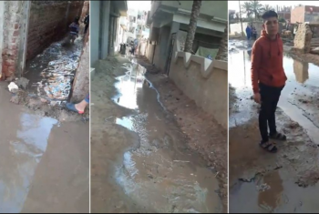  كسر ماسورة مياه يغرق قرية الحجازية في الحسينية
