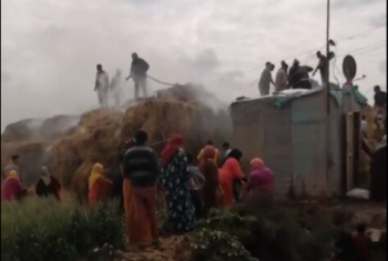  نشوب حريق بشونة قش في إحدى قرى أولاد صقر